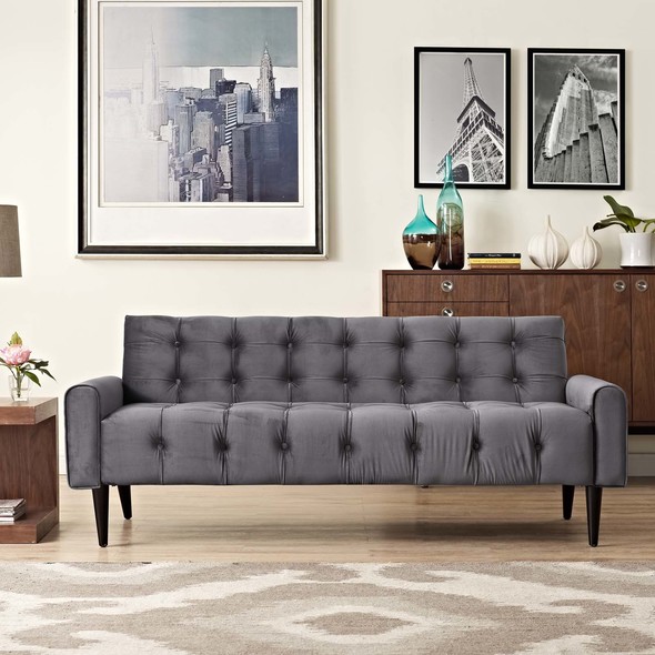 green sofa with chaise Modway Furniture Sofas and Armchairs Gray