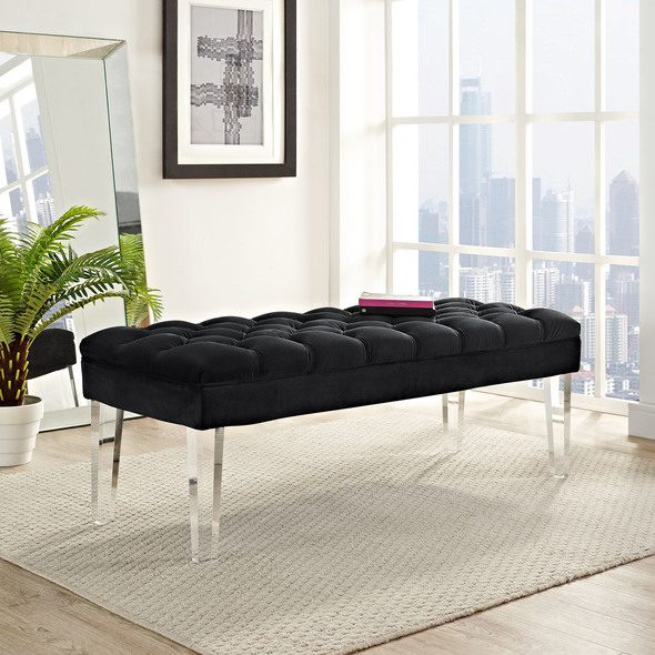 upholstered storage bench long Modway Furniture Benches and Stools Black