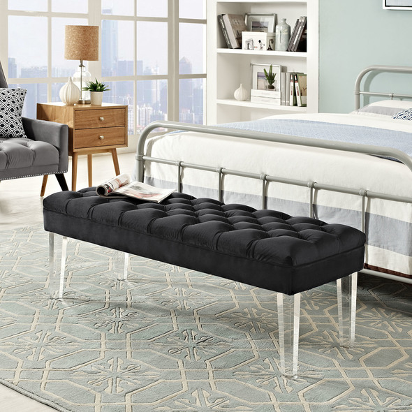 upholstered storage bench long Modway Furniture Benches and Stools Black