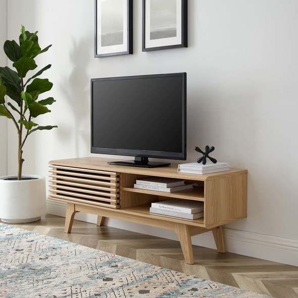 black and wood entertainment unit Modway Furniture Decor TV Stands-Entertainment Centers Oak