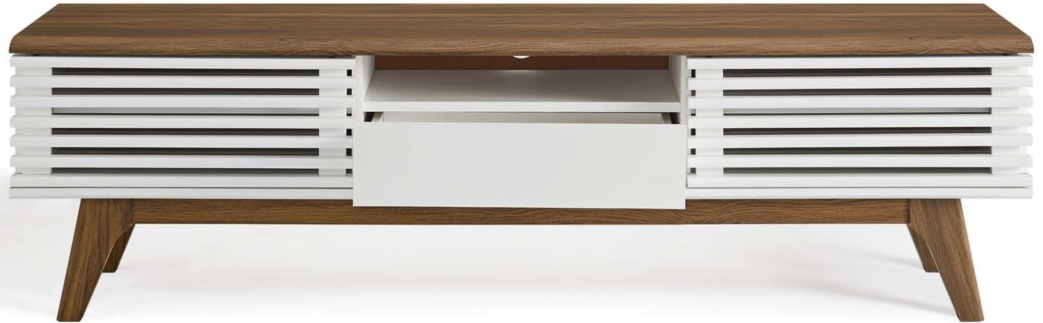 tv bench with doors Modway Furniture Decor Walnut White