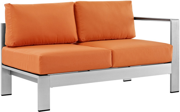 aluminum outdoor patio dining set Modway Furniture Sofa Sectionals Silver Orange