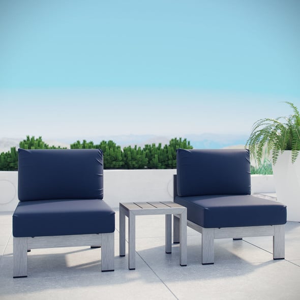 outdoor sectional conversation set Modway Furniture Sofa Sectionals Silver Navy