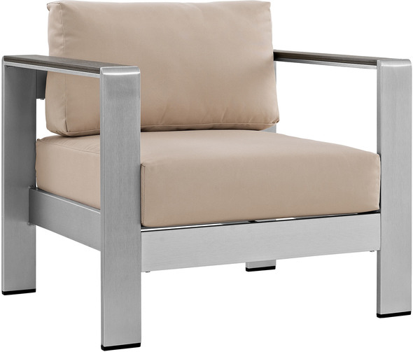gray 3 piece patio set Modway Furniture Sofa Sectionals Silver Beige