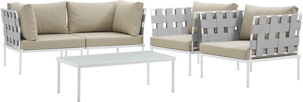 wicker patio stools Modway Furniture Sofa Sectionals White Beige