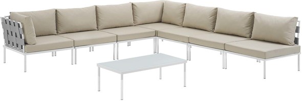 white patio furniture set Modway Furniture Sofa Sectionals White Beige
