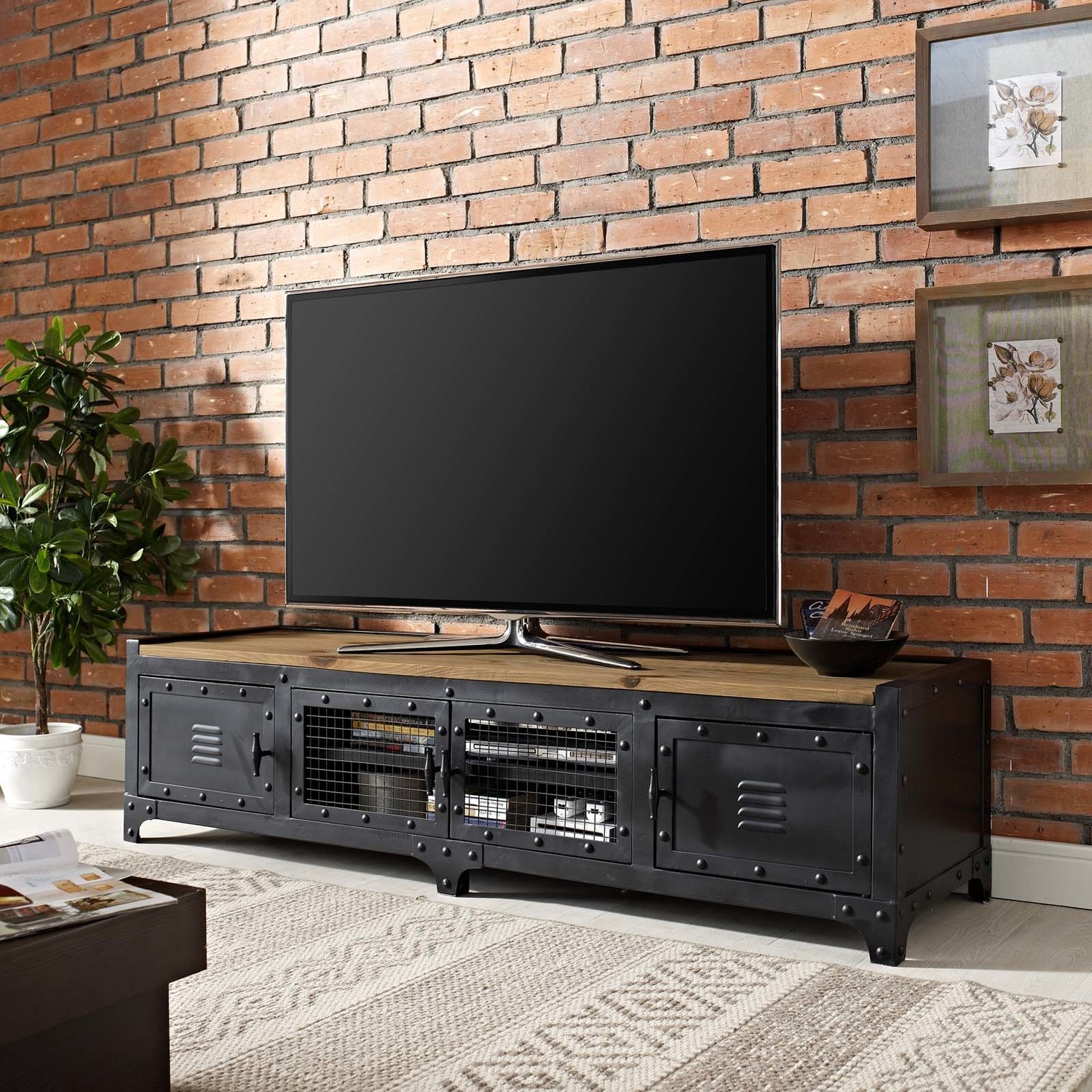 white and black tv console Modway Furniture Decor Black