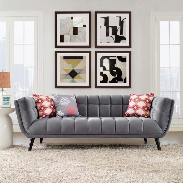 modern velvet sectional Modway Furniture Sofas and Armchairs Gray