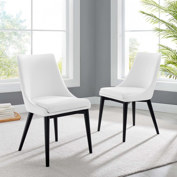 white table black chairs Modway Furniture Dining Chairs White