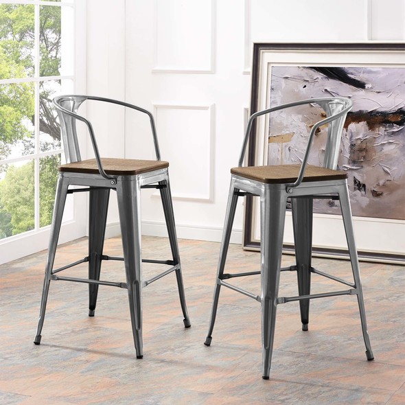 black metal counter height stools Modway Furniture Bar and Counter Stools Gunmetal