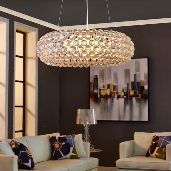 6 light crystal chandelier Modway Furniture Ceiling Lamps