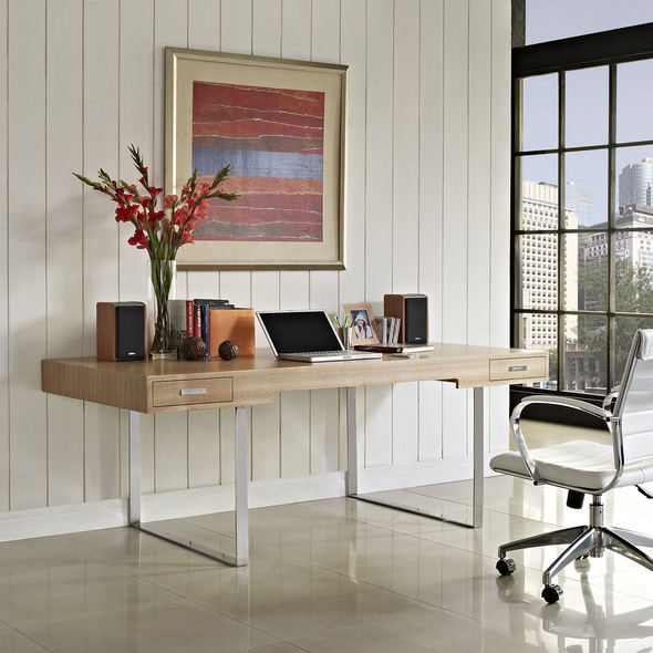 contemporary office desk Modway Furniture Computer Desks Desks Natural