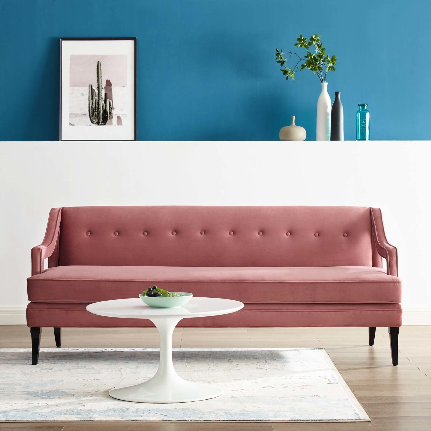 leather couch with chaise lounge Modway Furniture Sofas and Armchairs Dusty Rose