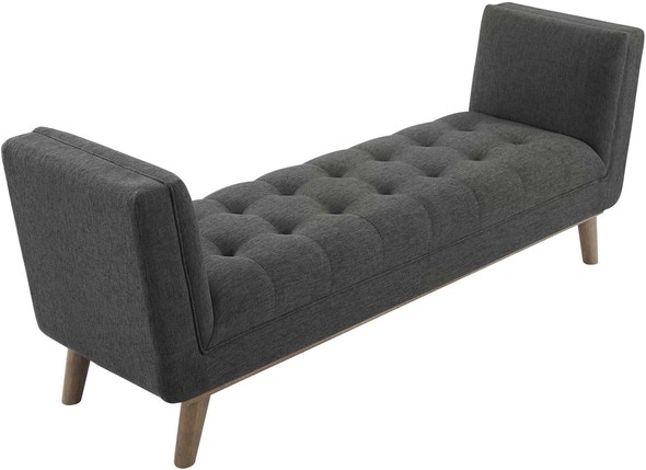 velvet bench Modway Furniture Benches and Stools Gray