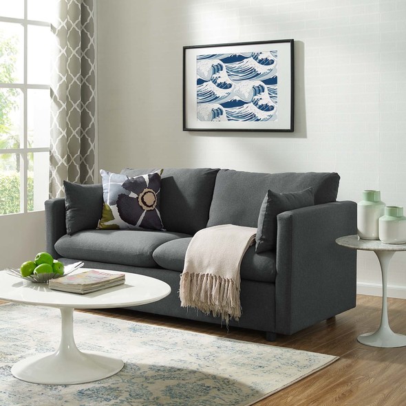 velvet sofa and loveseat Modway Furniture Sofas and Armchairs Gray