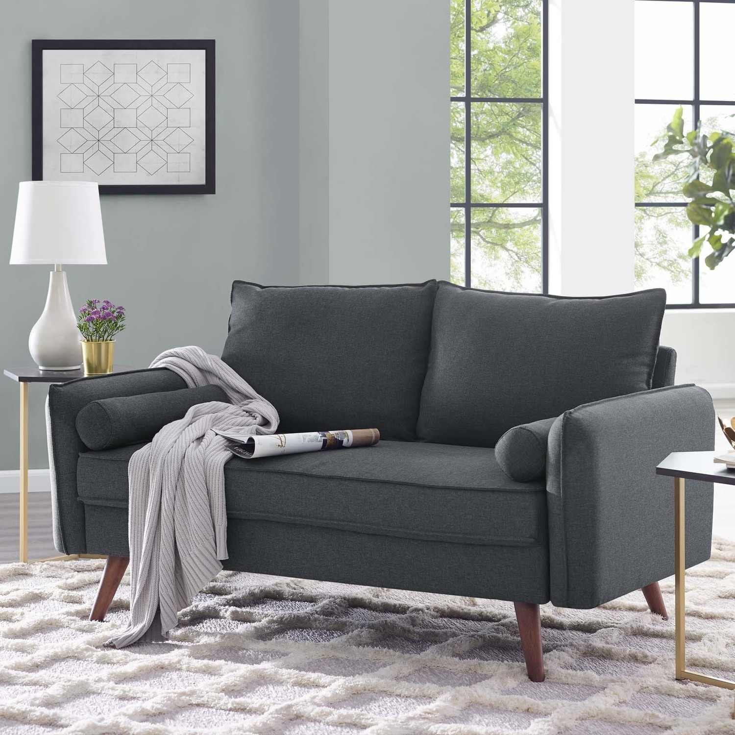 sectional sofa gray fabric Modway Furniture Sofas and Armchairs Gray