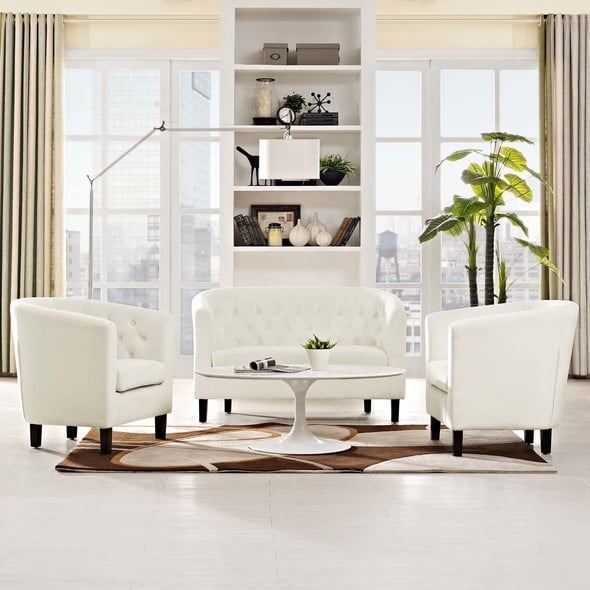 leather accent chair and ottoman Modway Furniture Sofas and Armchairs Ivory