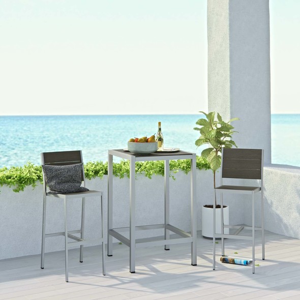 outdoor bar table metal Modway Furniture Bar and Dining Silver Gray