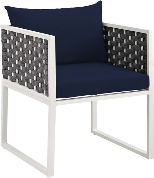 black dining chairs with wood table Modway Furniture Dining Sets White Navy