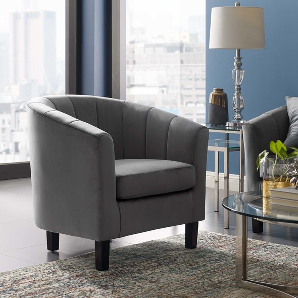 blue velvet chair with ottoman Modway Furniture Sofas and Armchairs Gray