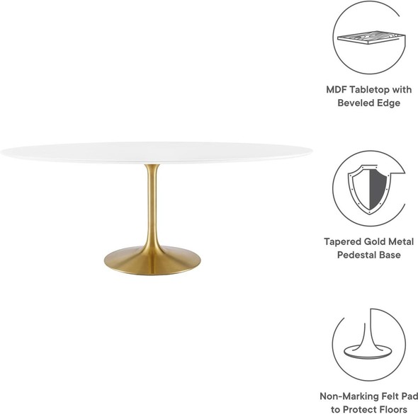 century table Modway Furniture Bar and Dining Tables Gold White