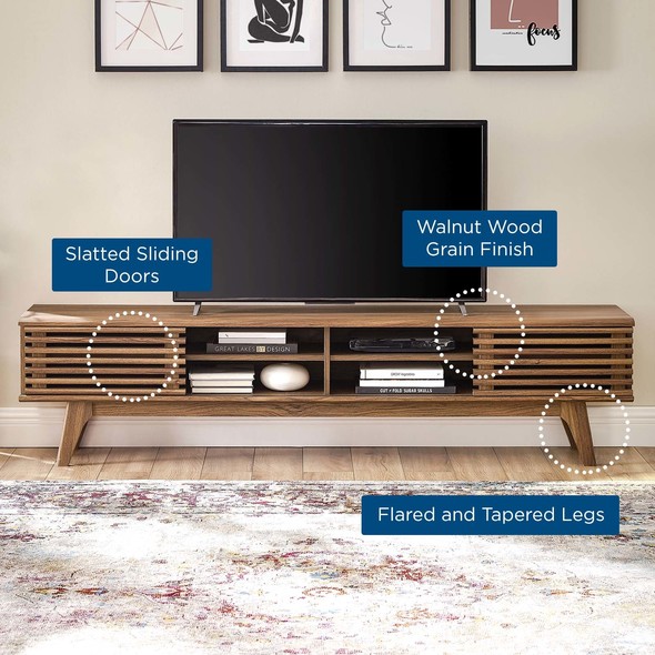 long modern tv console Modway Furniture Decor Walnut Walnut