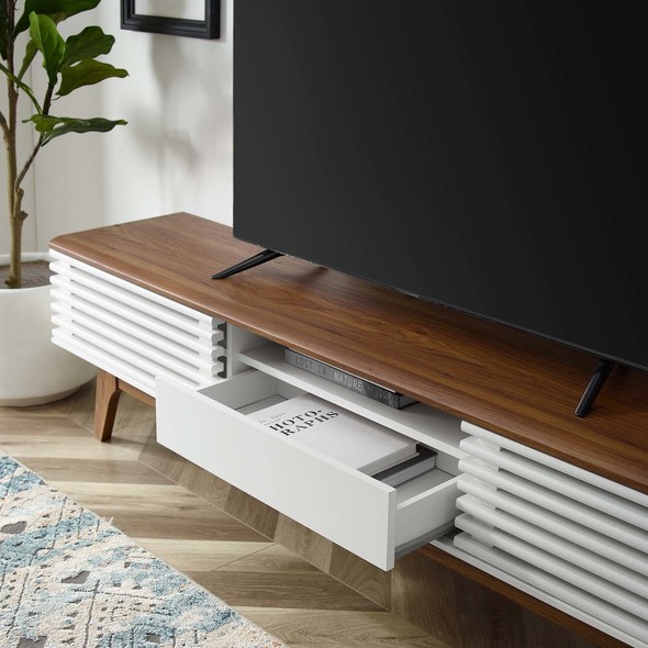 mid century modern tv console table Modway Furniture Decor Walnut White