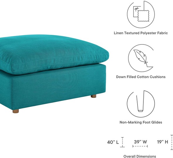 velvet long ottoman Modway Furniture Sofas and Armchairs Teal