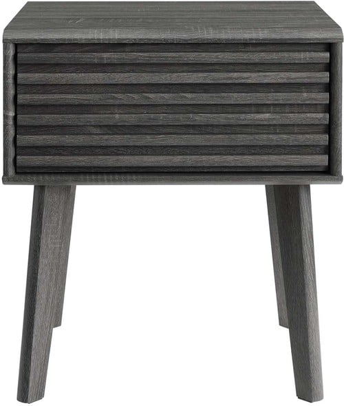 black glass bedside table Modway Furniture Case Goods Charcoal