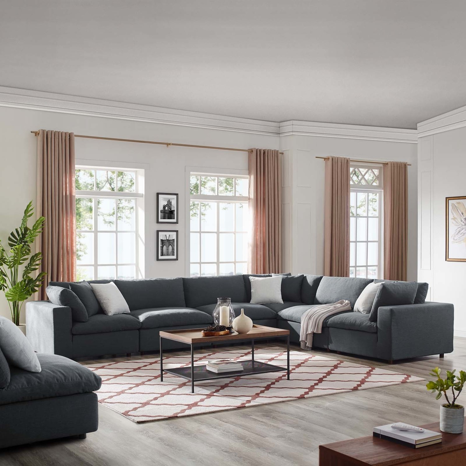 brown couch sectional Modway Furniture Sofas and Armchairs Gray