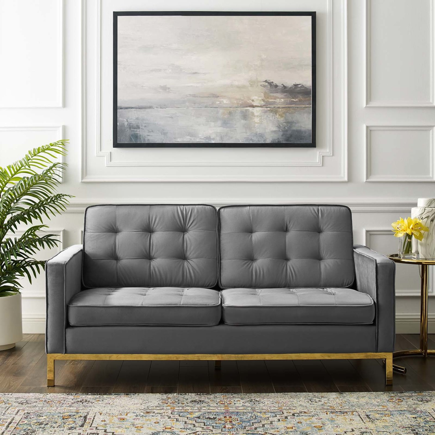 sectional pull out couch bed Modway Furniture Sofas and Armchairs Gold Gray