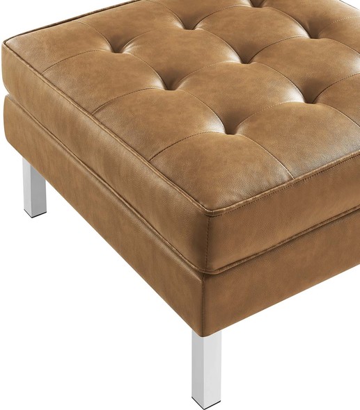 leather tufted ottoman with storage Modway Furniture Sofas and Armchairs Ottomans and Benches Silver Tan