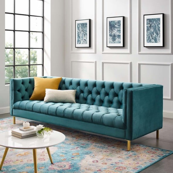 black upholstered sectional Modway Furniture Sofas and Armchairs Sea Blue