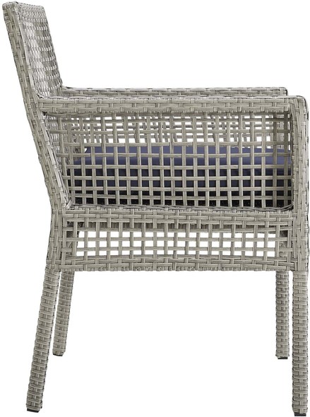 rattan outdoor dining chairs Modway Furniture Bar and Dining Outdoor Dining Sets Gray Navy
