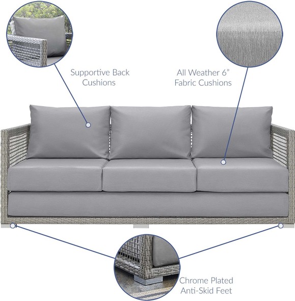 3 piece patio bistro set Modway Furniture Sofa Sectionals Gray Gray