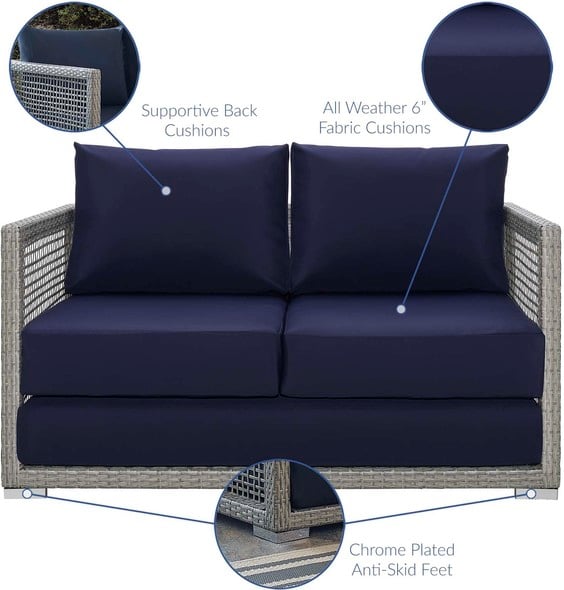 outdoor patio conversation sets Modway Furniture Sofa Sectionals Outdoor Sofas and Sectionals Gray Navy