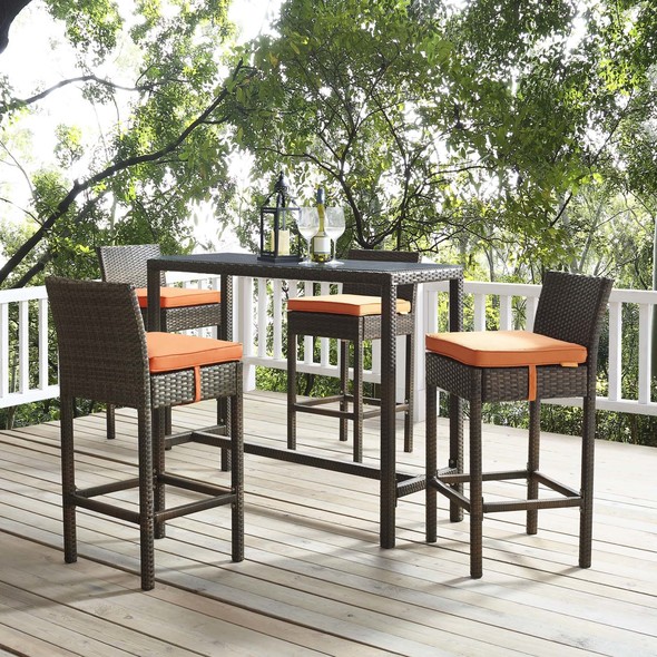 white bar stool and table set Modway Furniture Bar and Dining Brown Orange