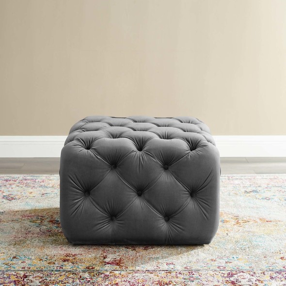 red tufted ottoman Modway Furniture Sofas and Armchairs Gray