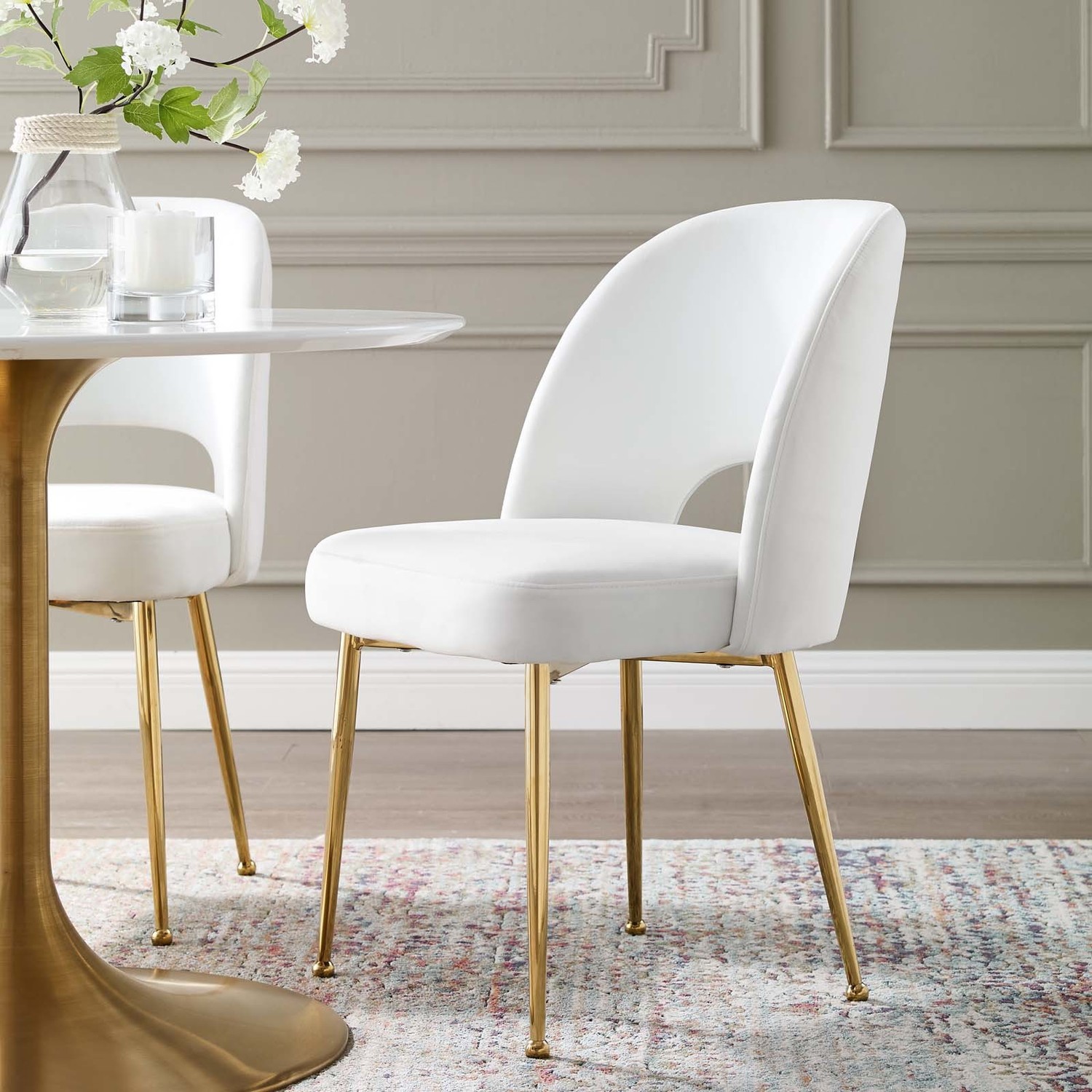 dining table and upholstered chairs Modway Furniture Dining Chairs White