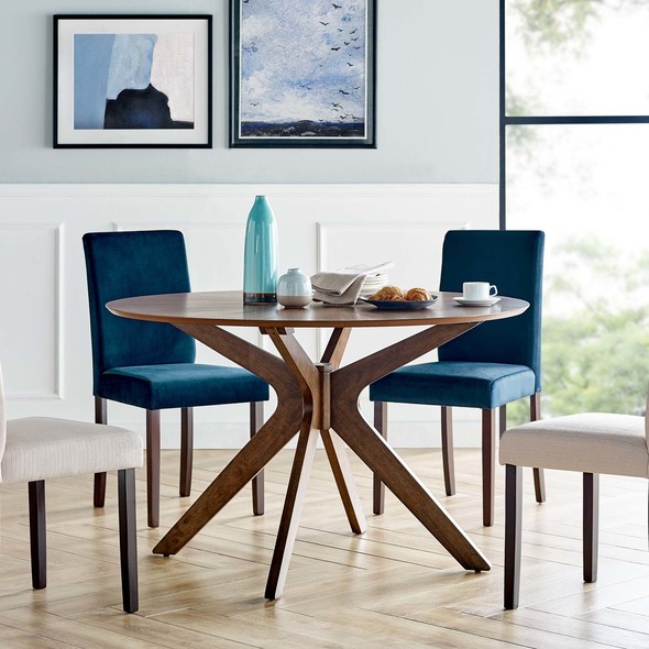 small round dining table and chairs for 4 Modway Furniture Bar and Dining Tables Dining Room Tables Walnut