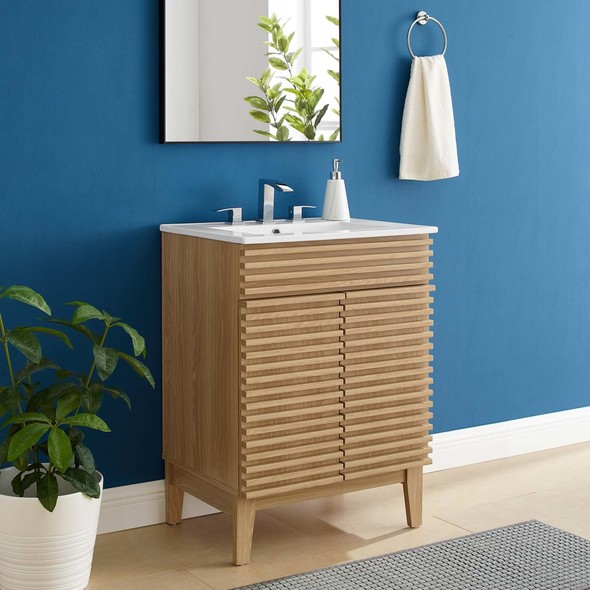 60 single sink vanity Modway Furniture Vanities Oak White