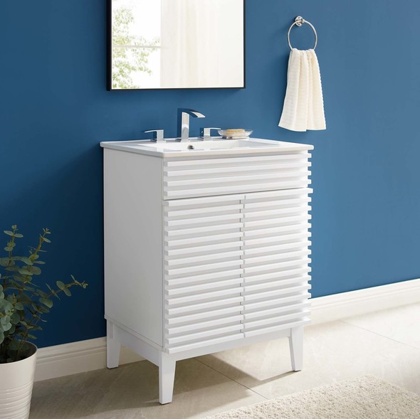 modern white oak bathroom vanity Modway Furniture Vanities White White