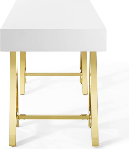 modern office table Modway Furniture Computer Desks Gold White