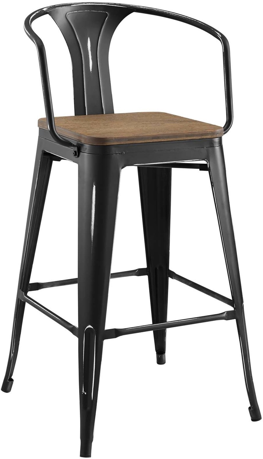 oak bar stools Modway Furniture Bar and Counter Stools Black