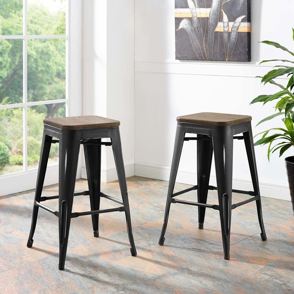swivel bar stools with backs and legs Modway Furniture Bar and Counter Stools Black