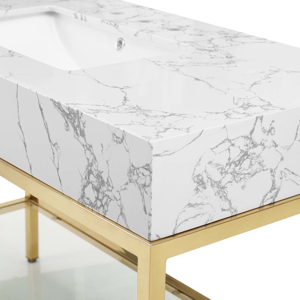 70 inch bathroom vanity top double sink Modway Furniture Vanities Gold White