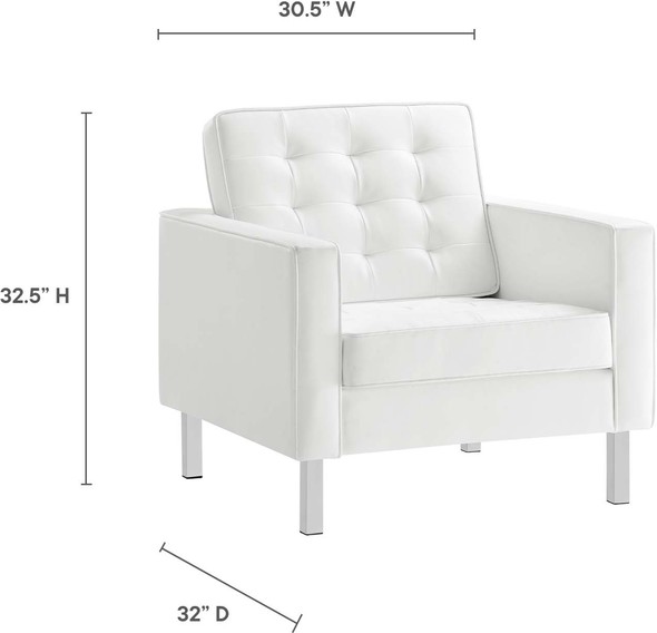 club armchair Modway Furniture Sofas and Armchairs Silver White