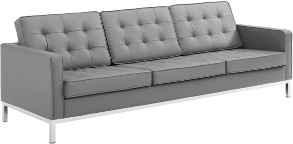 leather sectional left facing Modway Furniture Sofas and Armchairs Silver Gray