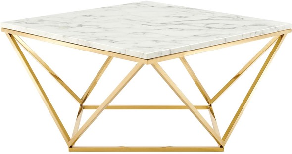 square black marble coffee table Modway Furniture Tables Gold White