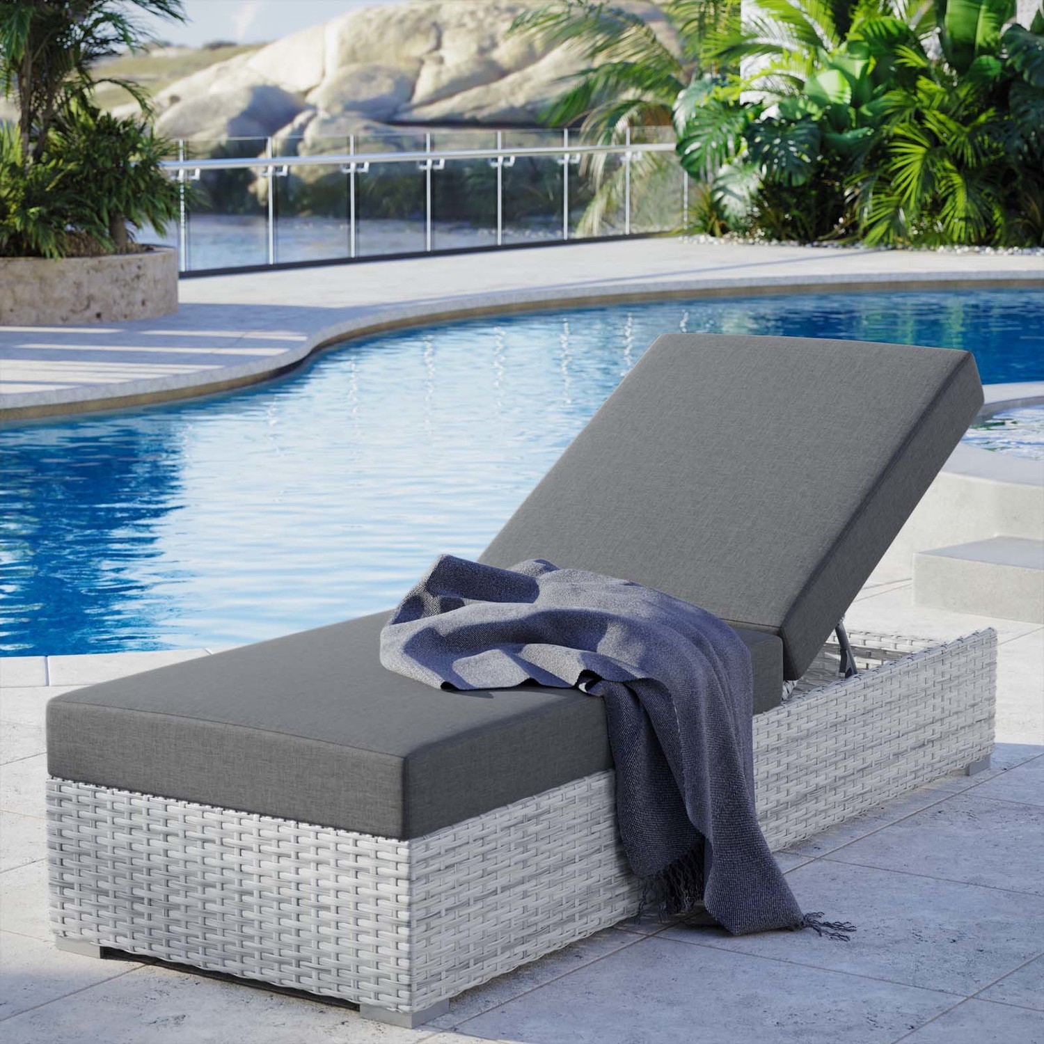 swivel patio furniture Modway Furniture Daybeds and Lounges Light Gray Charcoal